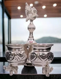 Sigaram German Silver 4Cup Panchwala  with Peacock Handle For Home Pooja Decor K4002