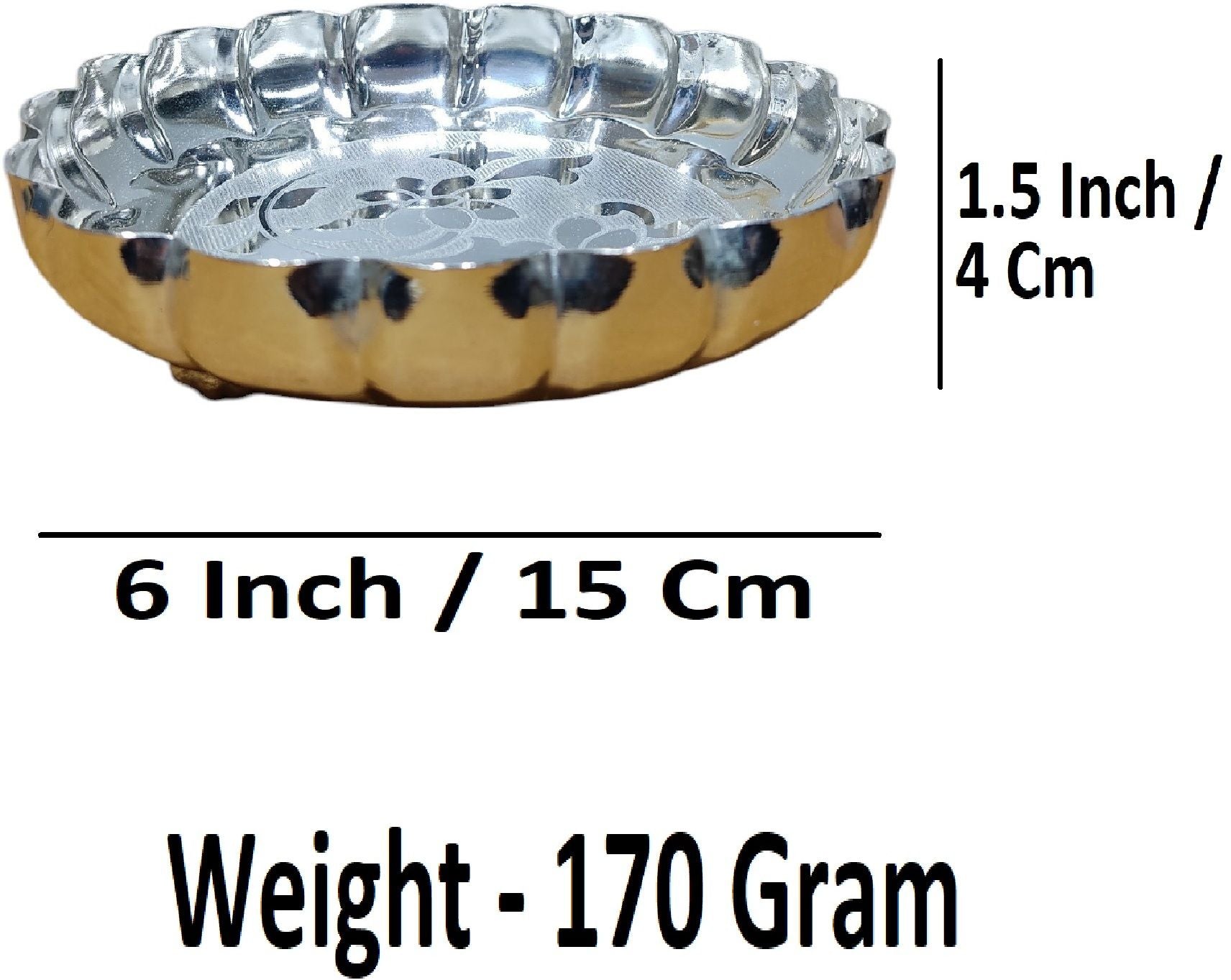 Sigaram 6 Inch German Silver Floral Designed Plate With Leg For Home Pooja Festival K4631