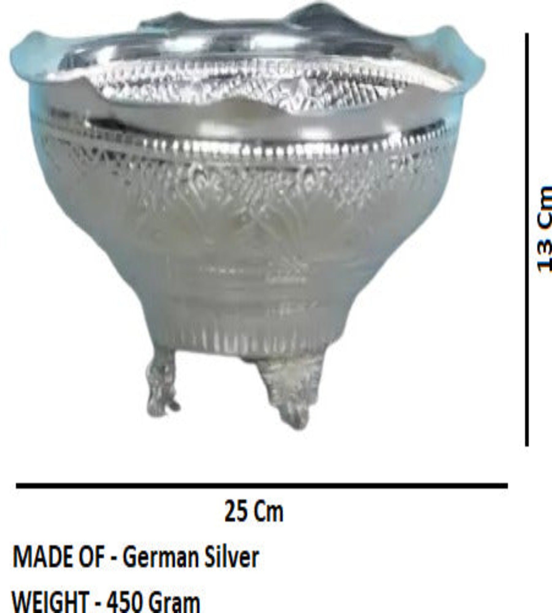 German Silver 10X5 Inch Designed Flower Basket For Home Pooja Decor K3109