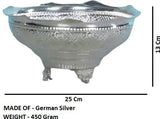 Sigaram German Silver 10X5 Inch Designed Flower Basket For Home Pooja Decor K3109