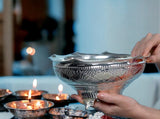 Sigaram German Silver 10X5 Inch Designed Flower Basket For Home Pooja Decor K3109
