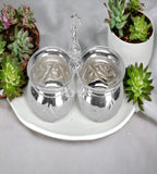 Sigaram German Silver 4X3 Inch 2Cup Panchwala Kum Kum Bharani For Home Pooja Decor K3114