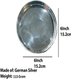 Sigaram German Silver 6 Inch Plain Plate for Home Pooja Decor K3118