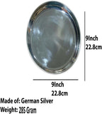 Sigaram German Silver 9 Inch Plain Plate for Home Pooja Decor K3121