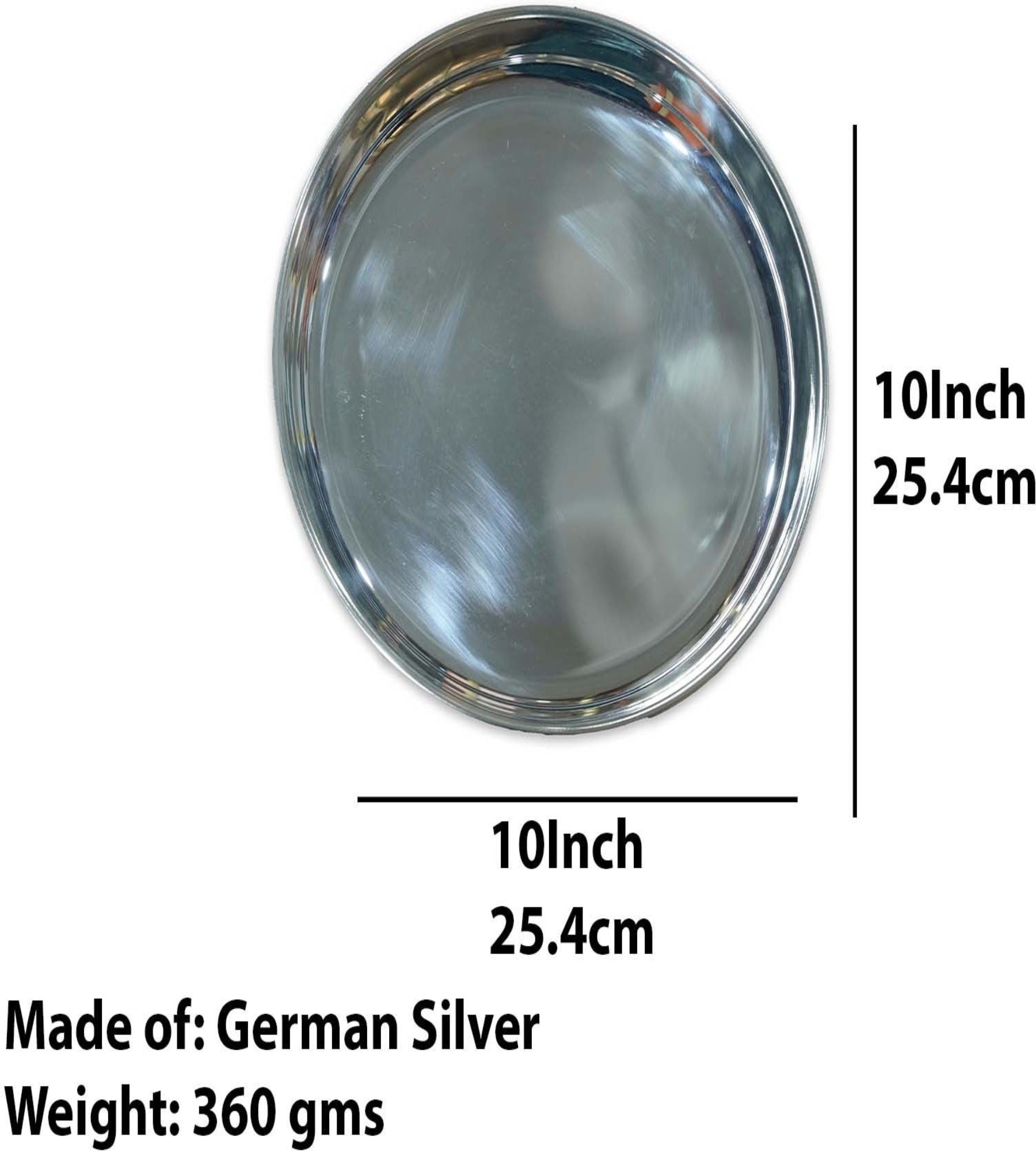 Sigaram German Silver 10 Inch Plain Plate for Home Pooja Decor K3122