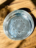 Sigaram German Silver 8 Inch Floral Designed Plate With Stand For Home Pooja Decor K3126