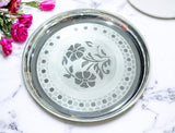 Sigaram German Silver 12 Inch Floral Designed Plate For Home Pooja Decor K3130