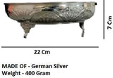 Sigaram German Silver 9 Inch Floral Designed Plate With Stand for Home Pooja Decor K3808