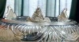 Sigaram German Silver 9 Inch Floral Designed Plate With Stand for Home Pooja Decor K3808