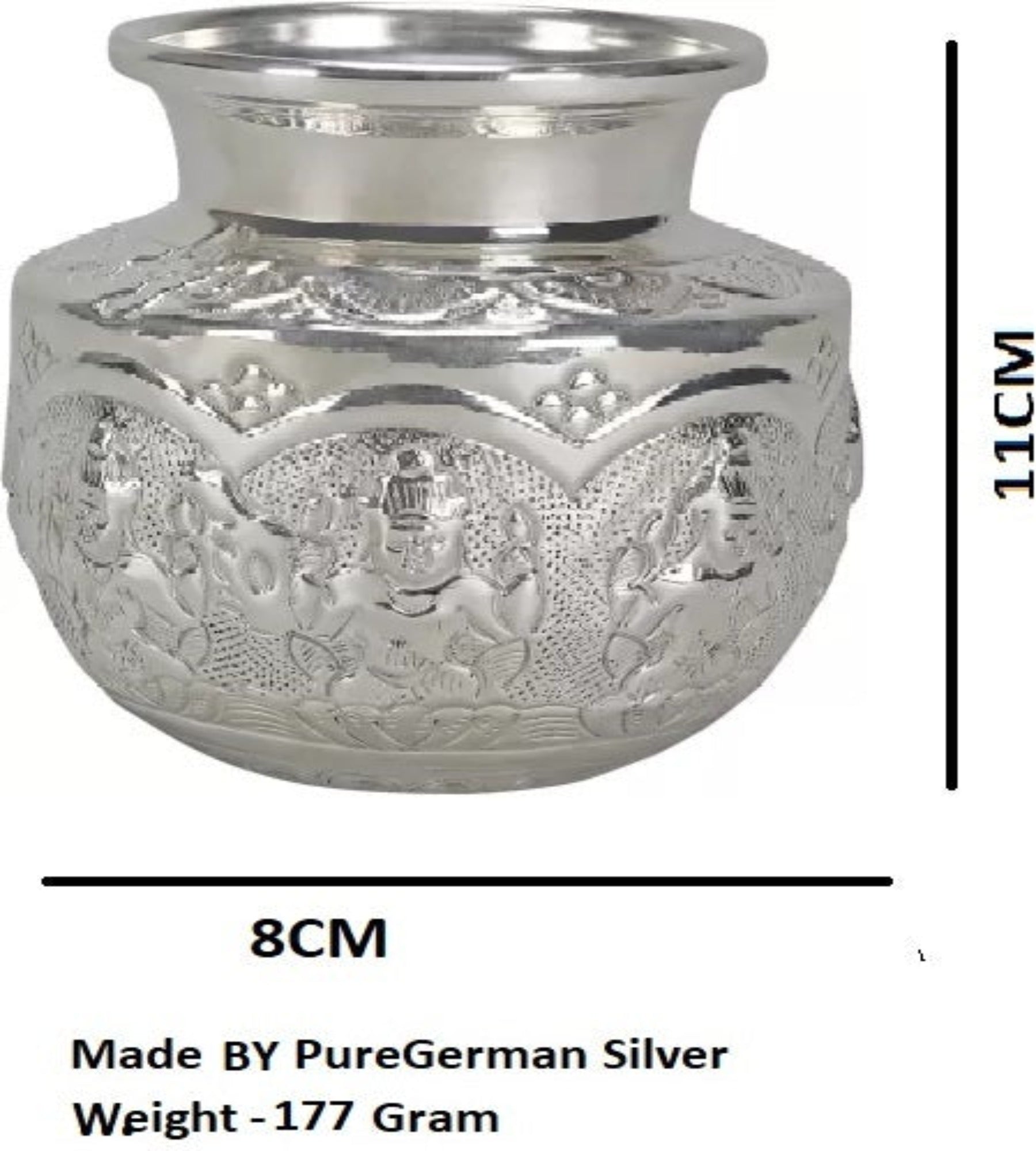 Sigaram German Silver 4 Inch Kalash Chambu For Home Pooja Deccor K3806