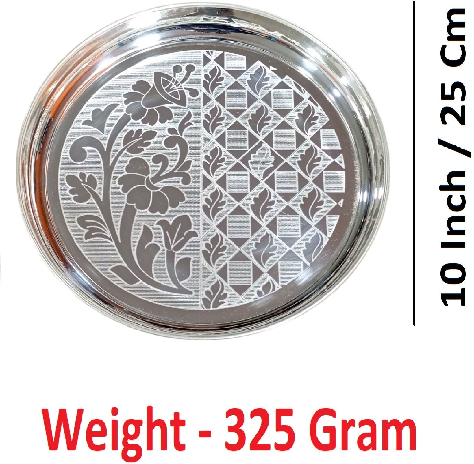 Sigaram Brass 10 Inch Floral Designed Plate For Home Pooja Decore K4647