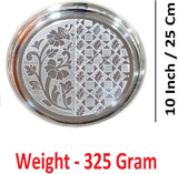 Sigaram Brass 10 Inch Floral Designed Plate For Home Pooja Decor K4647