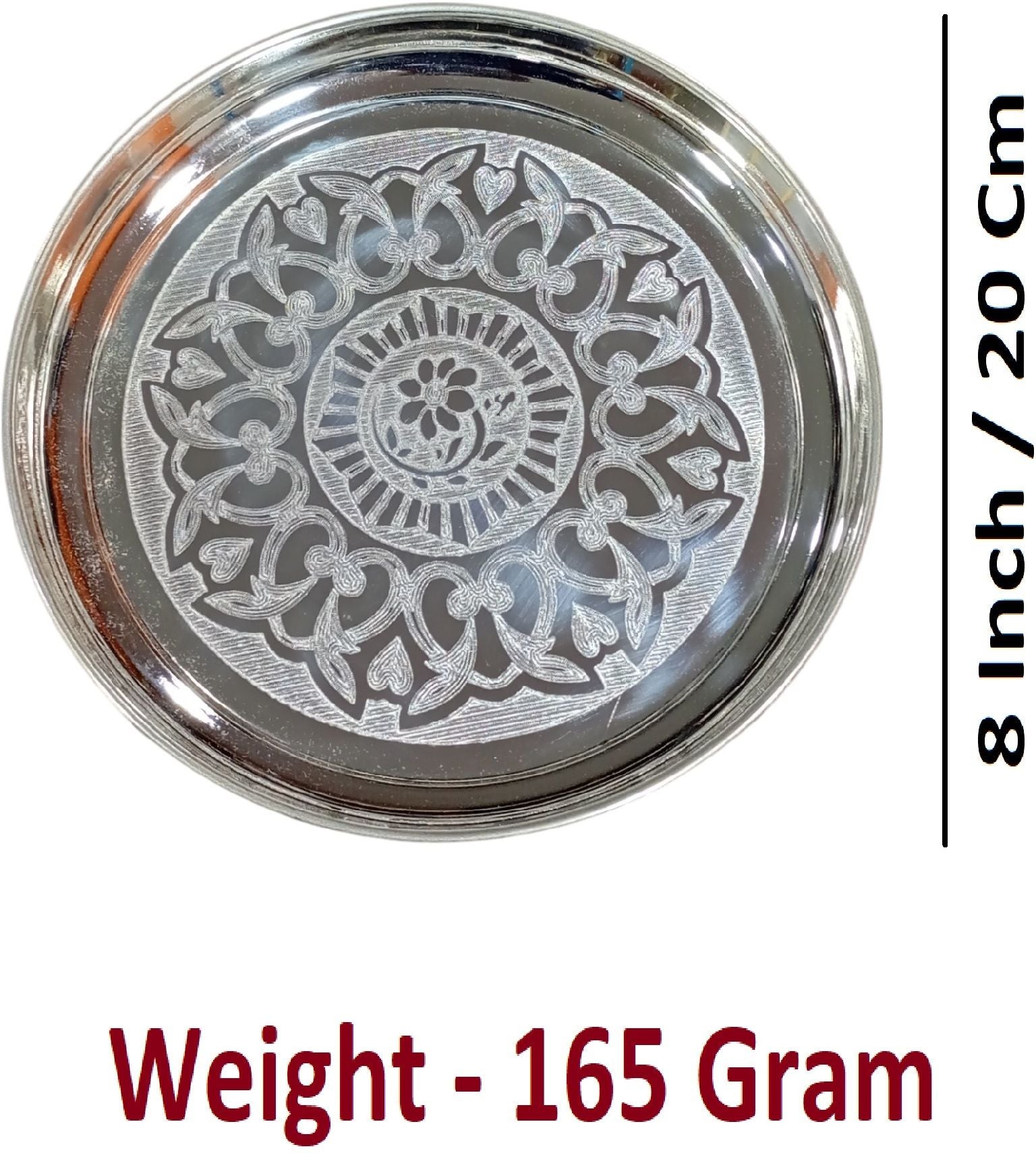 Sigaram Brass 8 Inch Floral Designed Plate For Home Pooja Decore K4645