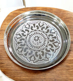 Sigaram Brass 8 Inch Floral Designed Plate For Home Pooja Decor K4645
