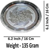 Sigaram German Silver 6 Inch Floral Design Plate For Home Pooja Decor K4432