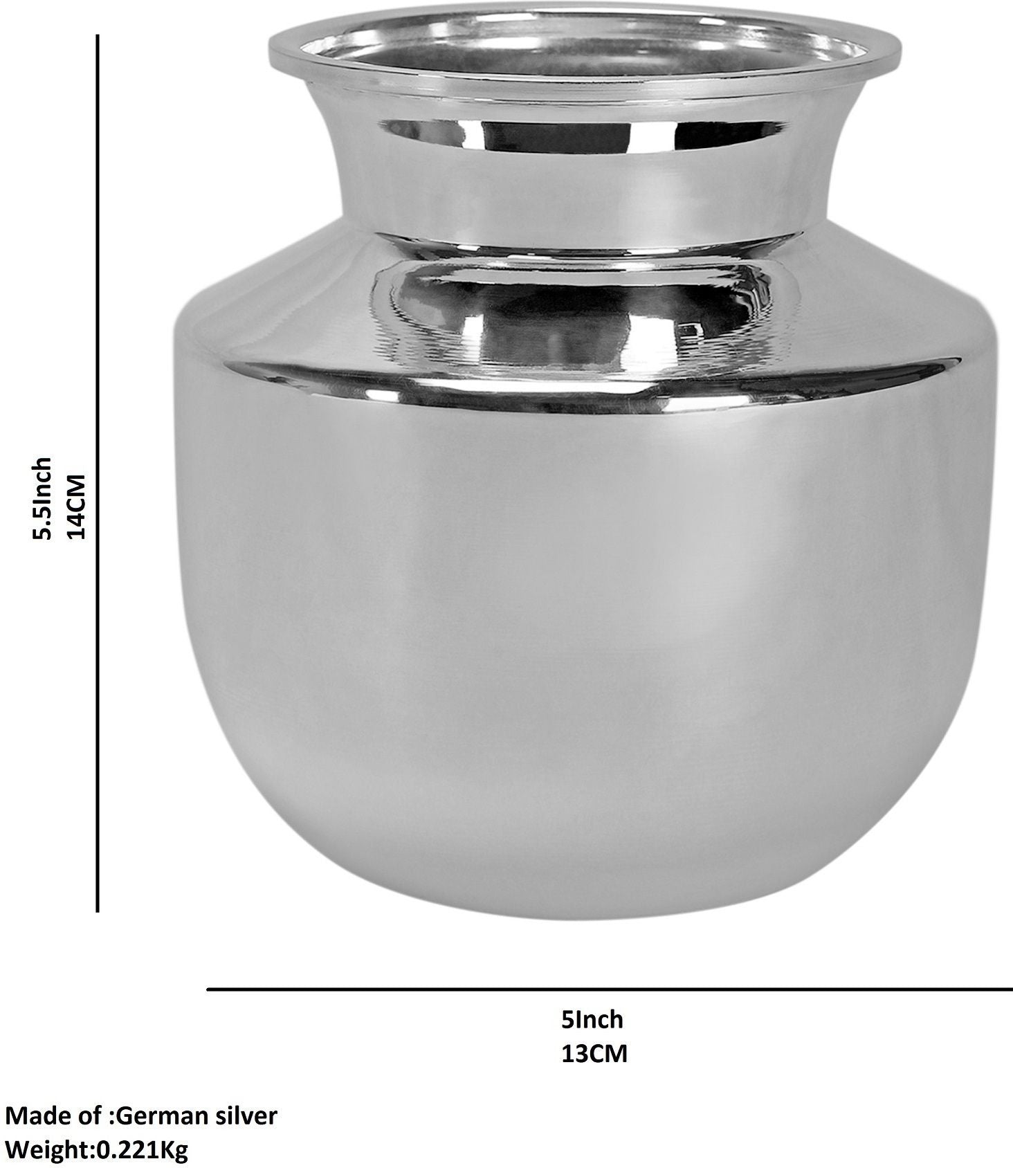 Sigaram German Silver 4 Inch Plain Chambu For Home Pooja Decor K3973