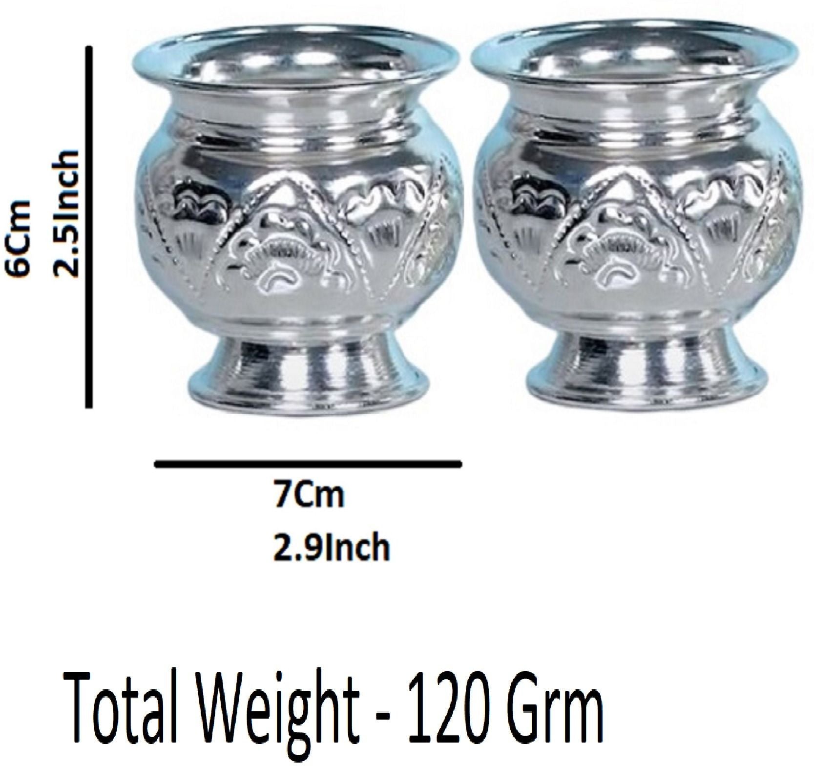 Sigaram German Silver 2.5 Inch Kum Kum Bharani Cup For Home Pooja Decor K2514