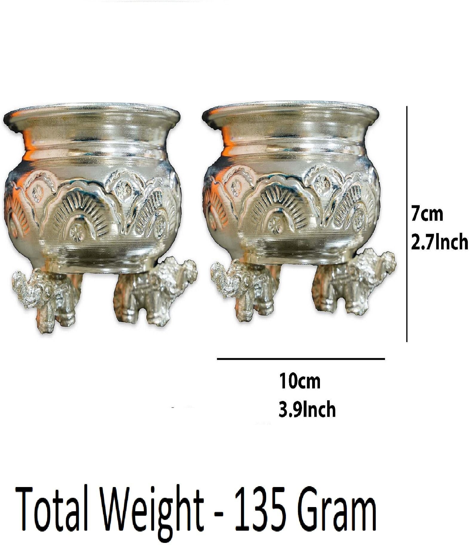 Sigaram 2 German Silver KumKum Barani is best for Home, Office and Temple Poojas K3134