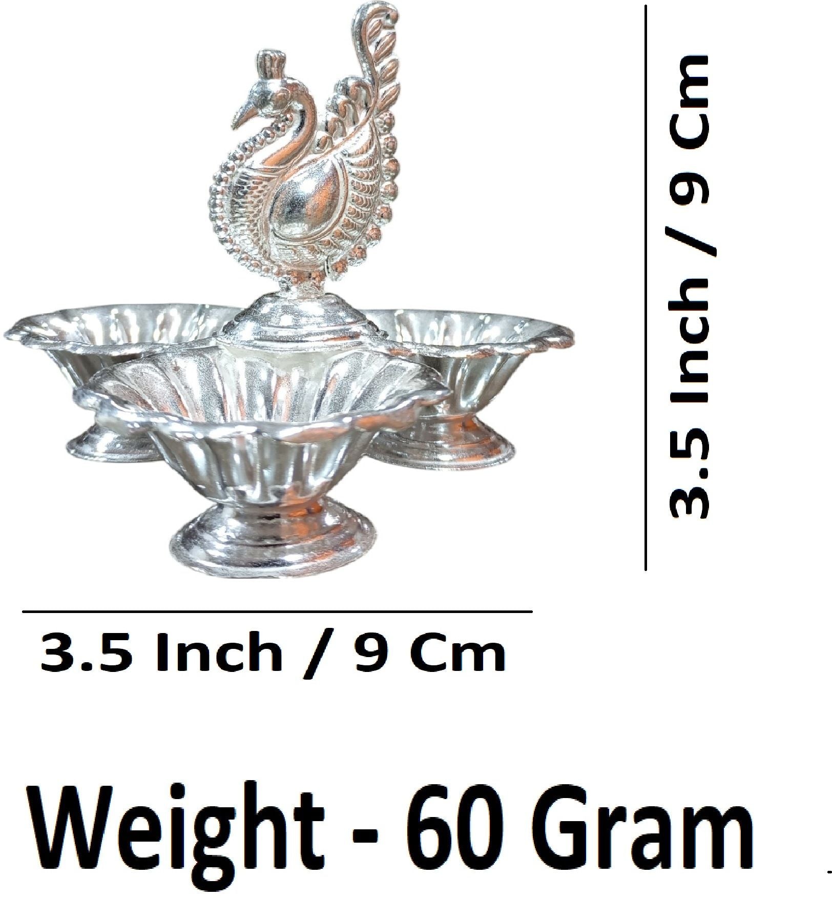 Sigaram Brass 3.5 Inch Peacock Handle Panchwala Kum Kum Cup for Home Pooja Décor K4717
