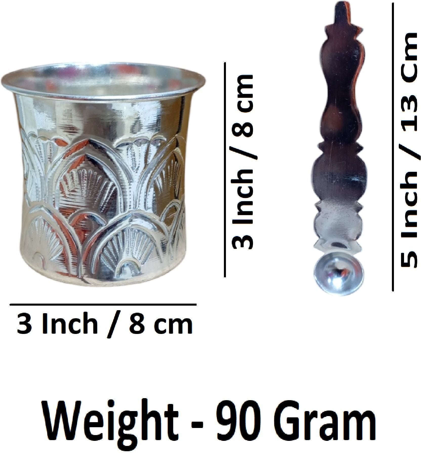 Sigaram 3 Inch German Silver Design Panchpatra for Home and Temple Pooja K4634
