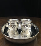 Sigaram German Silver 7 Inch Pooja Thali Set - Plate and Kum Kum Cup for Home Pooja Decor K2426