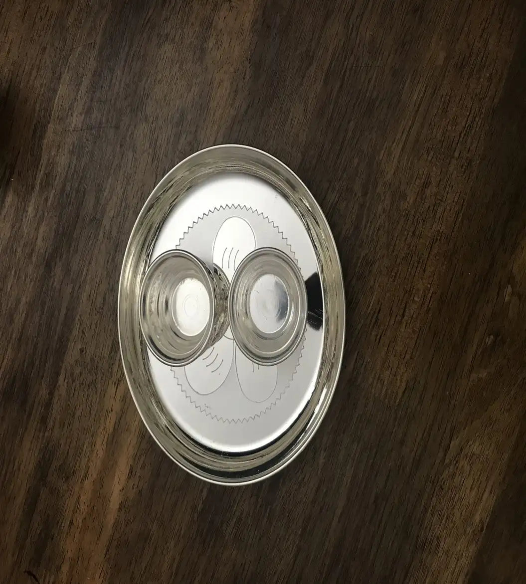 Sigaram German Silver 7 Inch Plate and Kum Kum Cup For Home Pooja Decore K2426