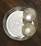 Sigaram German Silver 8 Inch Pooja Thali Set - Plate and Kum Kum Cup for Home Pooja Decor K2435
