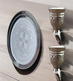 Sigaram German Silver 8 Inch Pooja Thali Set - Plate and Kum Kum Cup for Home Pooja Decor K2435