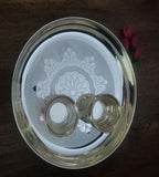 Sigaram German Silver 9 Inch Pooja Thali Set - Plate and Kum Kum Cup for Home Pooja Decor K2442