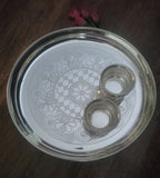 Sigaram German Silver 10 Inch Pooja Thali Set - Plate and Kum Kum Cup for Home Pooja Decor K2448