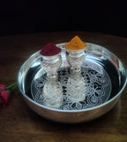 Sigaram German Silver 10 Inch Pooja Thali Set - Plate and Kum Kum Cup for Home Pooja Decor K2448