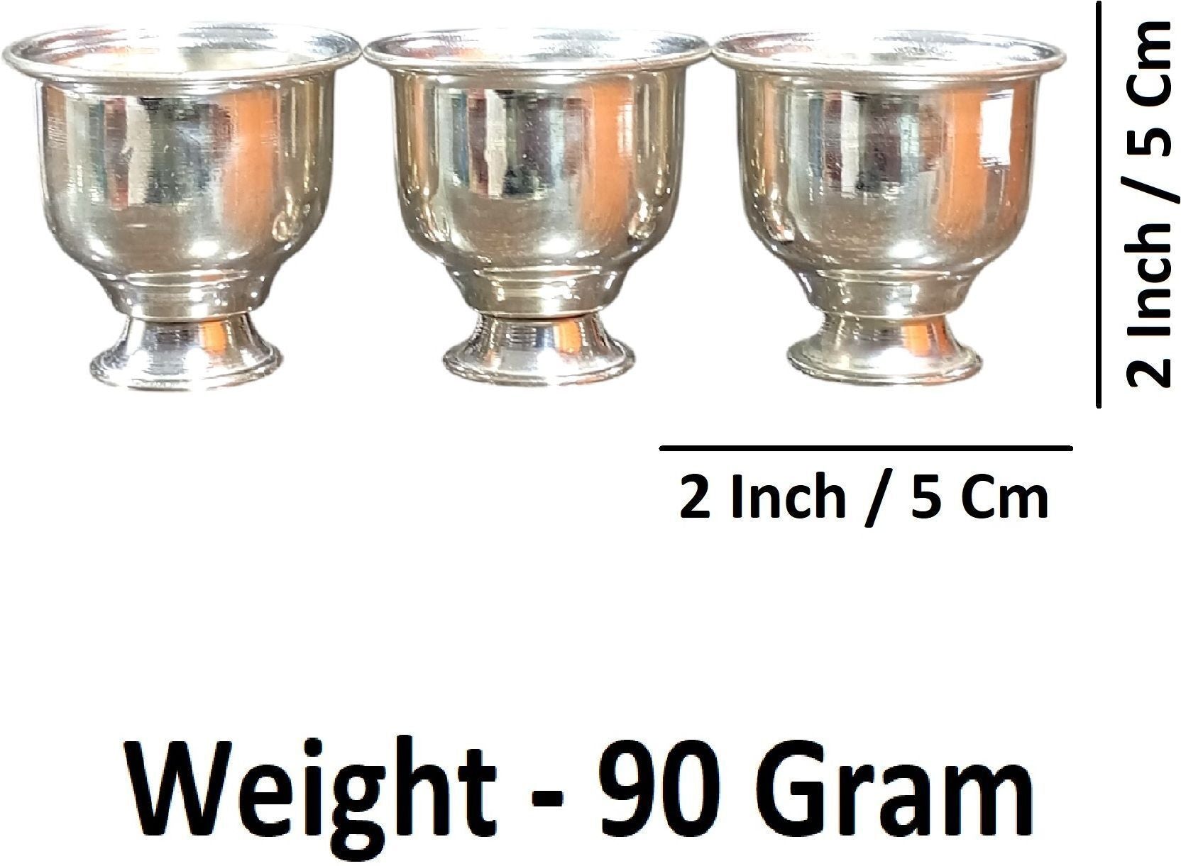 Sigaram German Silver 2 Inch Plain Kum Kum Cup for Home and Temple Pooja Decor K4845