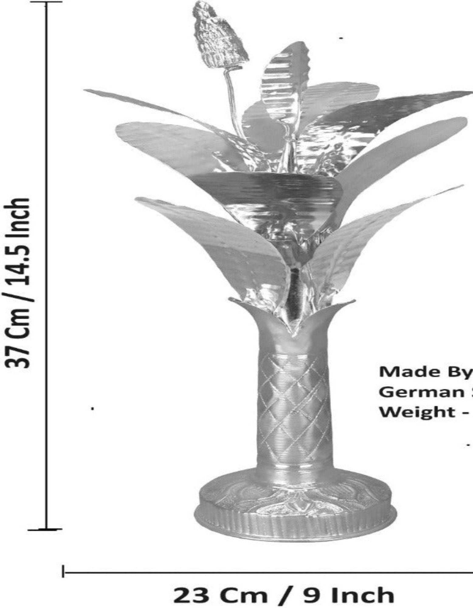 Sigaram 14.5 X 9 Inch German Silver Banana Tree For Pooja Decor K4164
