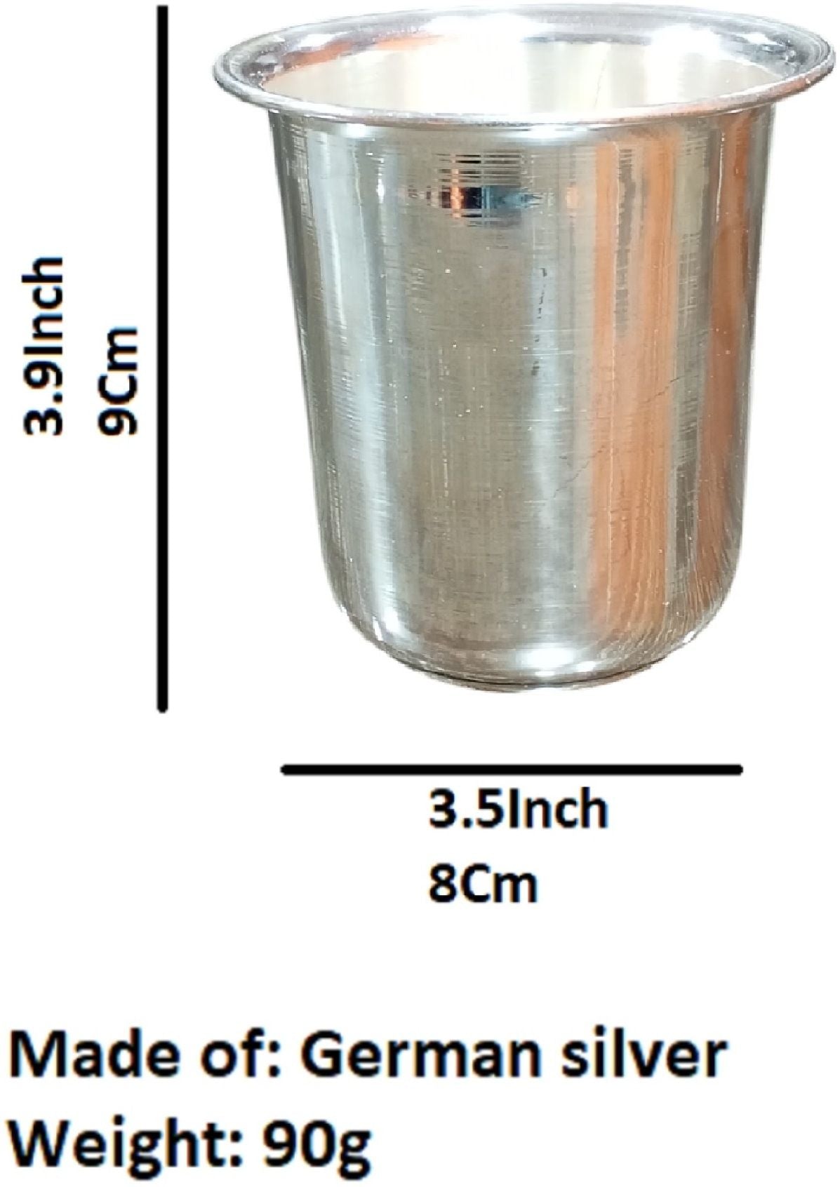 3.5 Inch German Silver Plain Glass for Serving or pooja K4144