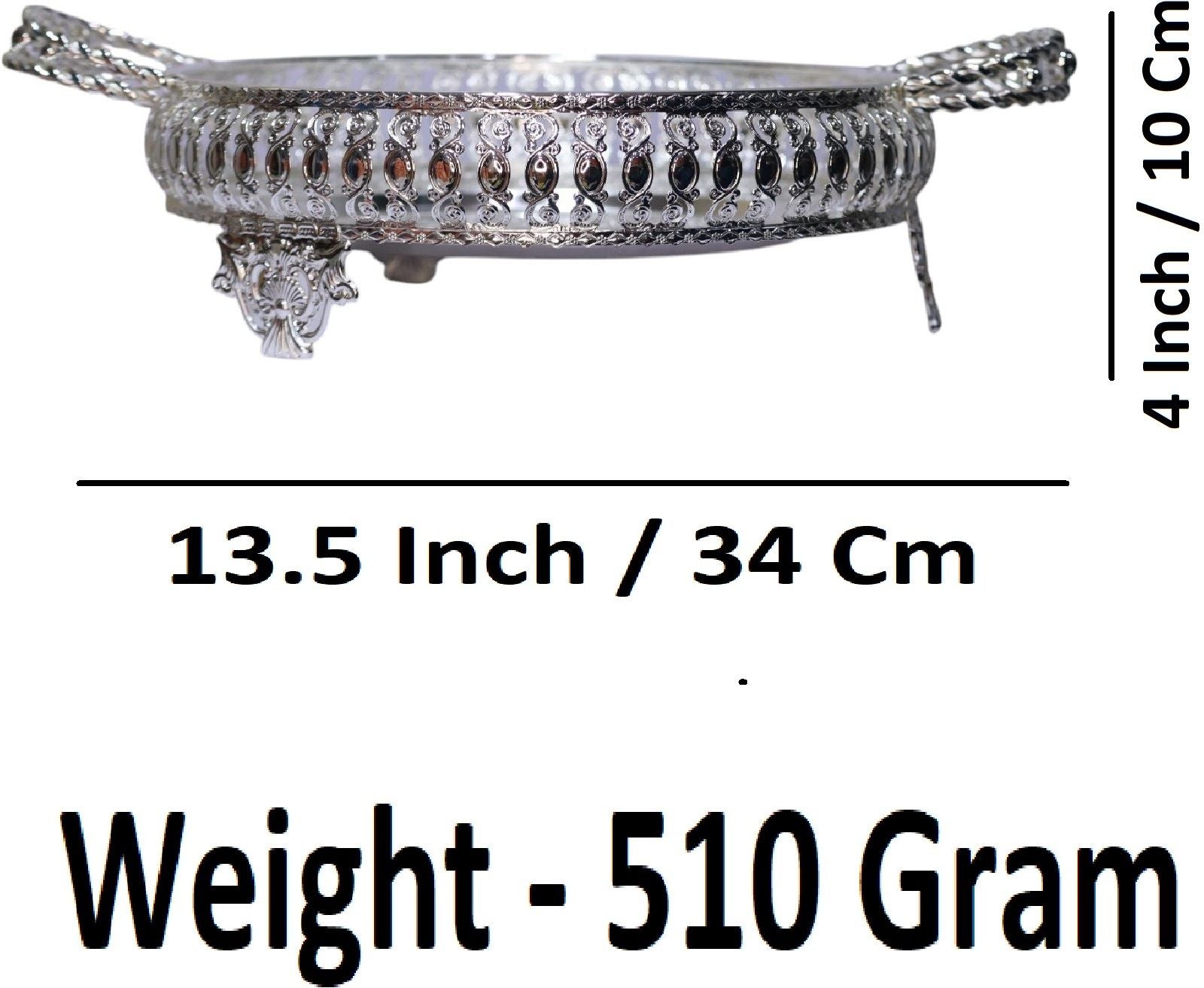 Sigaram 10 Inch Metal Wedding Tray with Hand For Pooja Festival & Wedding Ceremany K4686