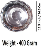 Sigaram 13.5 Inch Silver Plated Design Plate For Home Pooja Decore K4679