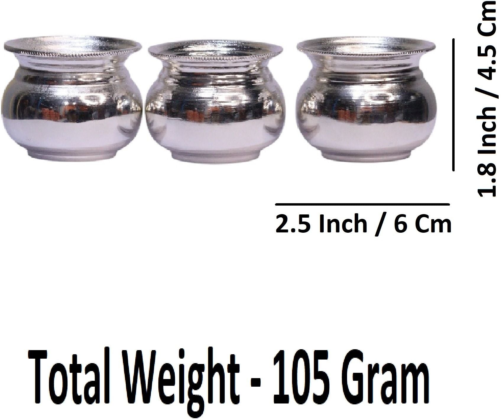 Sigaram German Silver Plain Kum Kum Cup/ Haldi Cup/ Batlu For Home Pooja Decore K4664