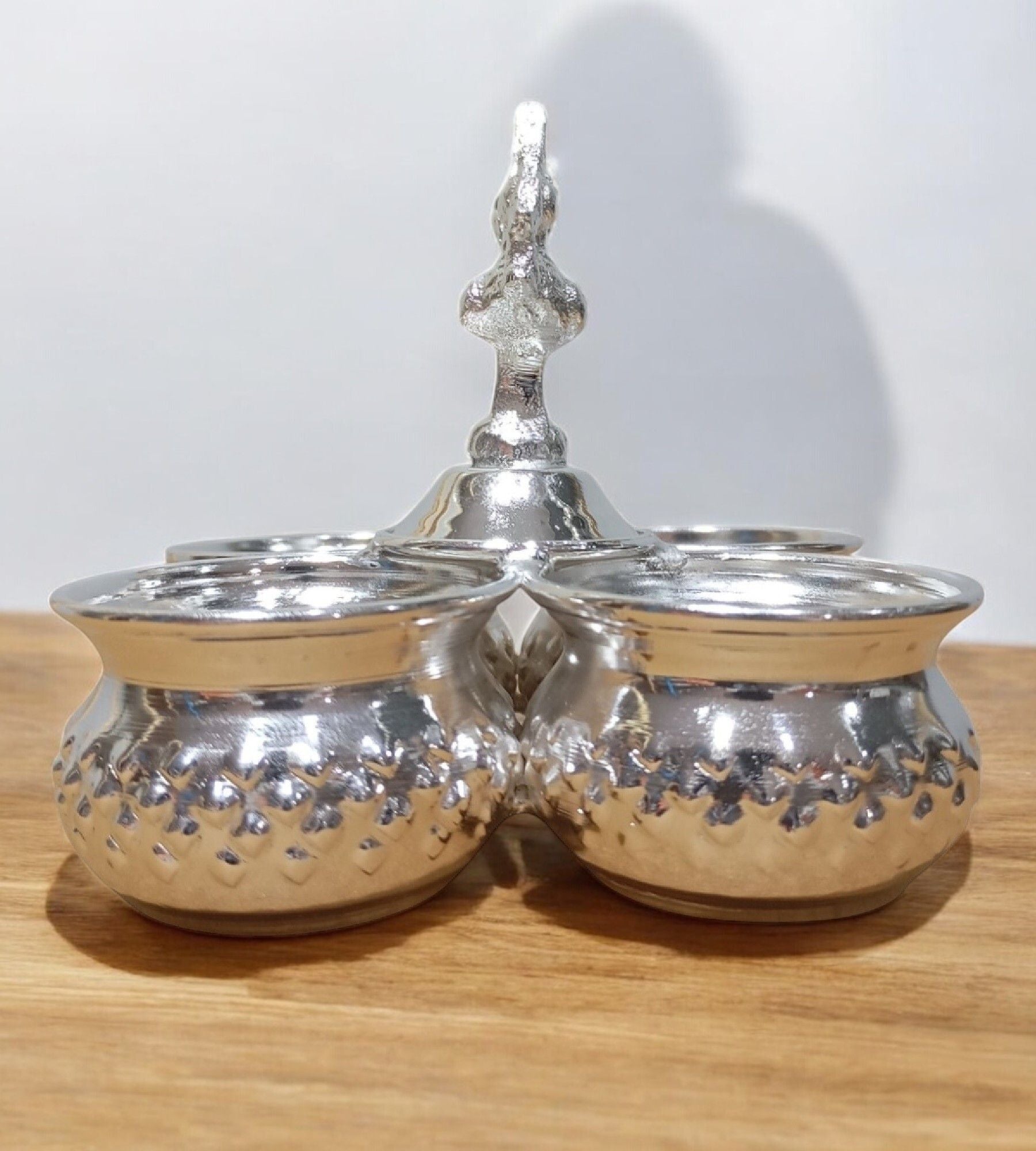 Sigaram Brass 4x4 Inch Peacock Handle 4Cup Panchwala for Home & Temple Pooja Decor K4707