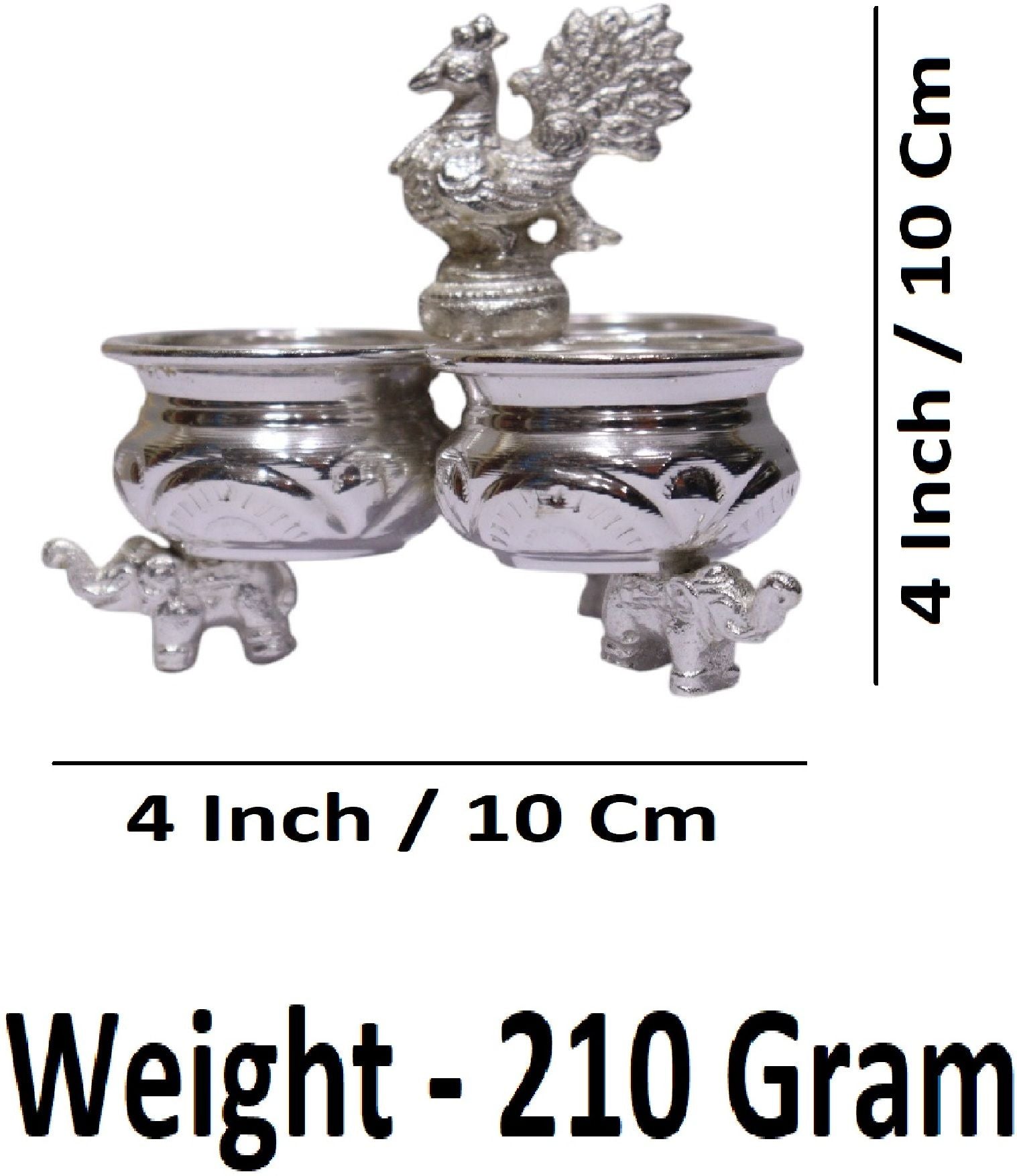 Sigaram Brass 4x4 Inch 3 Cup Panchwala Kum Kum Cup with leg For Home Pooja Decor K4672