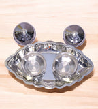 Sigaram 7.5 Inch Silver Plated Chandan Set For Home Pooja Decor K4680