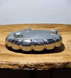 Sigaram 7 Inch German Silver Floral Designed Plate with Leg For Home Pooja Decor K4594