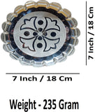 Sigaram 7 Inch German Silver Floral Designed Plate with Leg For Home Pooja Decor K4594