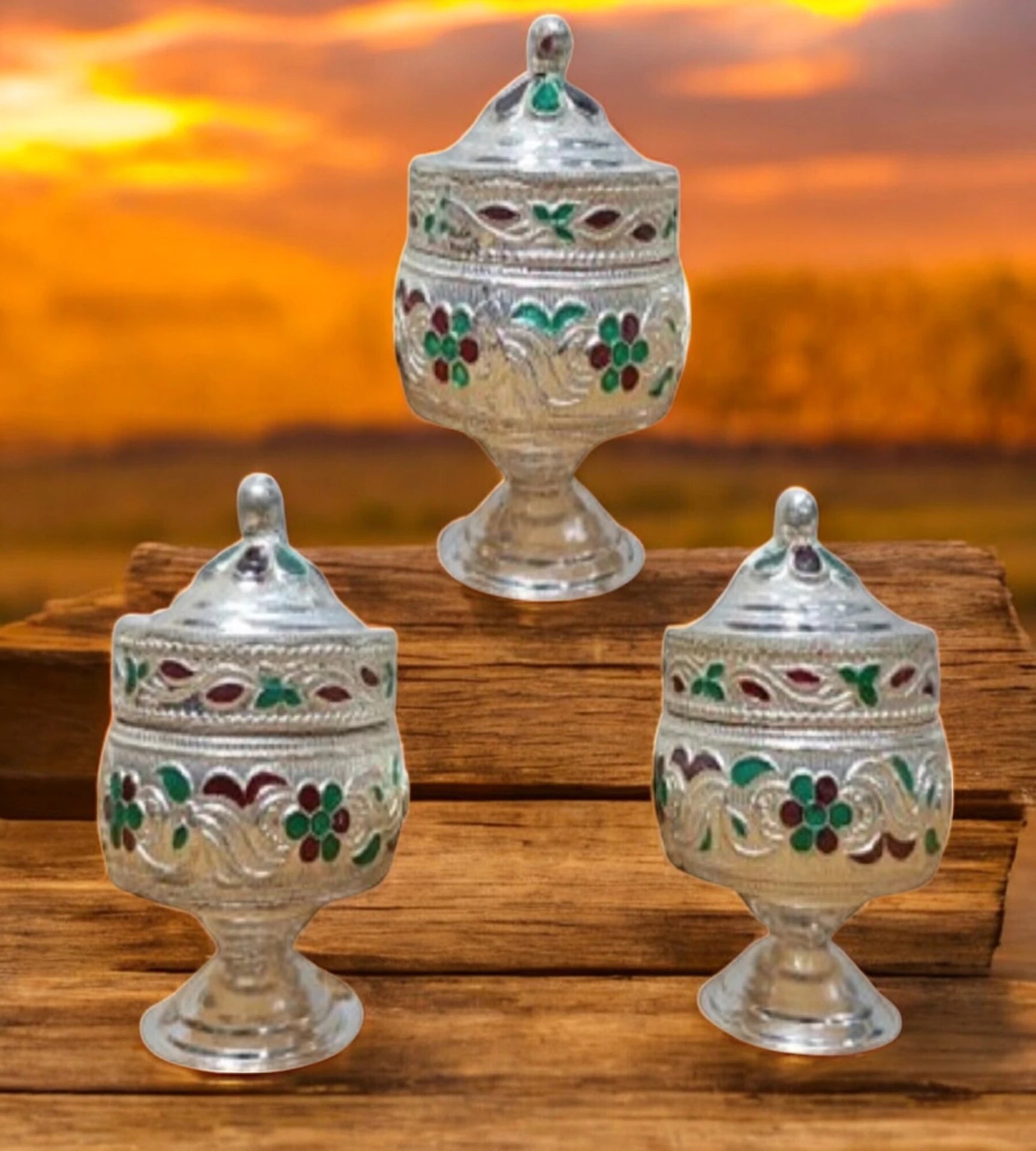 Sigaram Copper Meena Sindoor kum kum Dabbi For Home Pooja Decore K4504