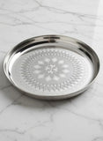 Sigaram German Silver 8 Inch Floral Designed Plate For Home Pooja Decor K2341