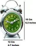 Silver Green Big Metal Analog Table Clock K1722