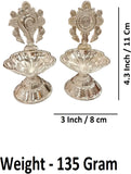 Sigaram 4.3 Inch Silver Plated Tirumala Shank Chakra Diya for Home & Temple Pooja Decor K4950