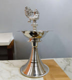 Sigaram 9 Inch Pecock Diya Made By Pure German Silver For Home Pooja Decor K4425