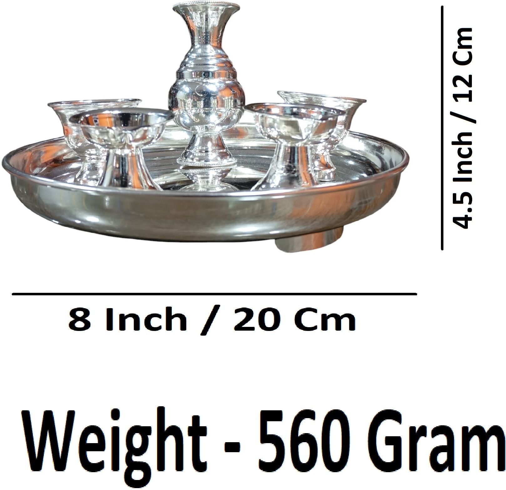 Sigaram German Silver Plain Kalash Set For Temple & Home Pooja Décor K4721