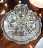 Sigaram Silver Plated 12 Inch Pooja Thali Arthi Set For Home Pooja Decore K4578