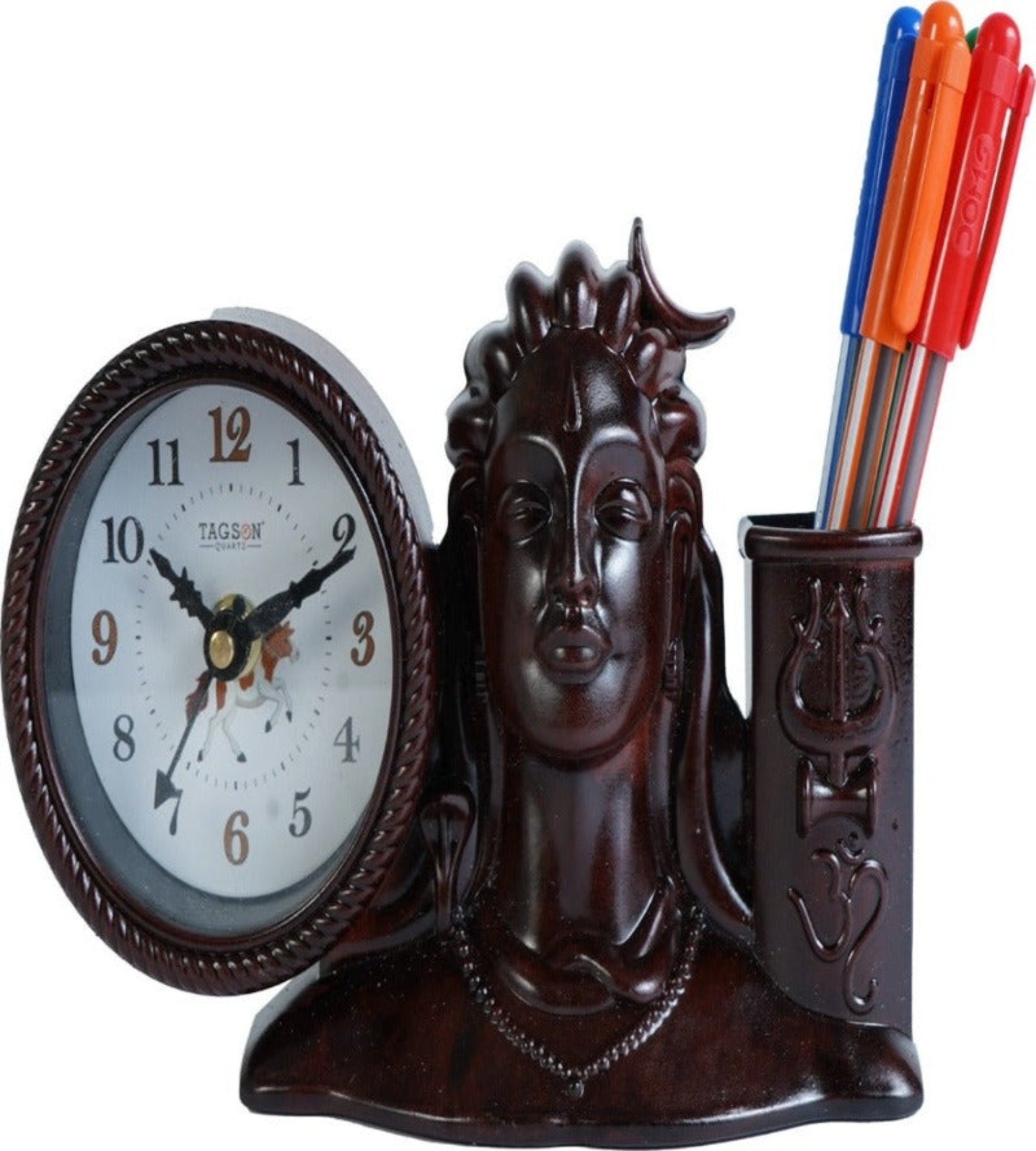 18x11 Cm Adiyogi Table Clock With Penstand For Home Office College K4185